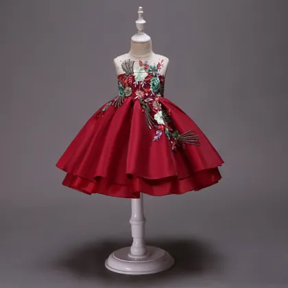High Quality Kids Bridal Flower Girl Dress Summer Party Girls Lace Dress