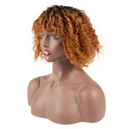 Rebecca fashion kawai kinky curly Bob short with bang brown fiber style fine synthetic hair wigs braiding hair for black woman