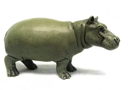 miniature bronze hippo