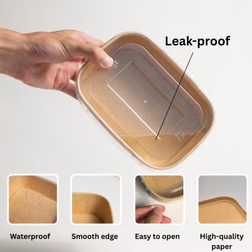 Biodegradable Kraft Paper Rectangular Bowl for Food