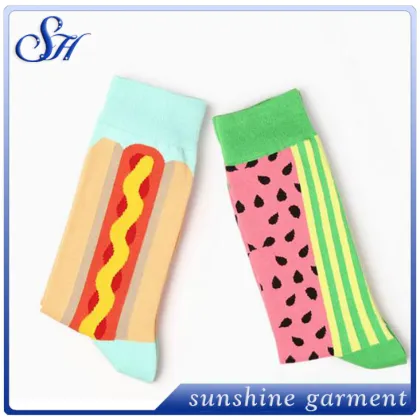 Happy socks with colorful patterns custom logo men socks