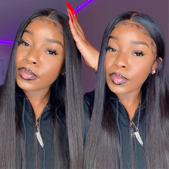 Wholesale 100% Virgin Remy Peruvian Human Hair T Lace Front Wigs With Transparent Lace 13*4*1 HD Lace Front Wig For Black Women