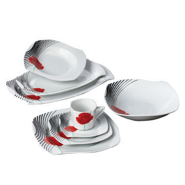 Porcelain S shape Dinnerware Set, Suitable for Hotels or Restaurants, Meets FDA/pro65 Standard