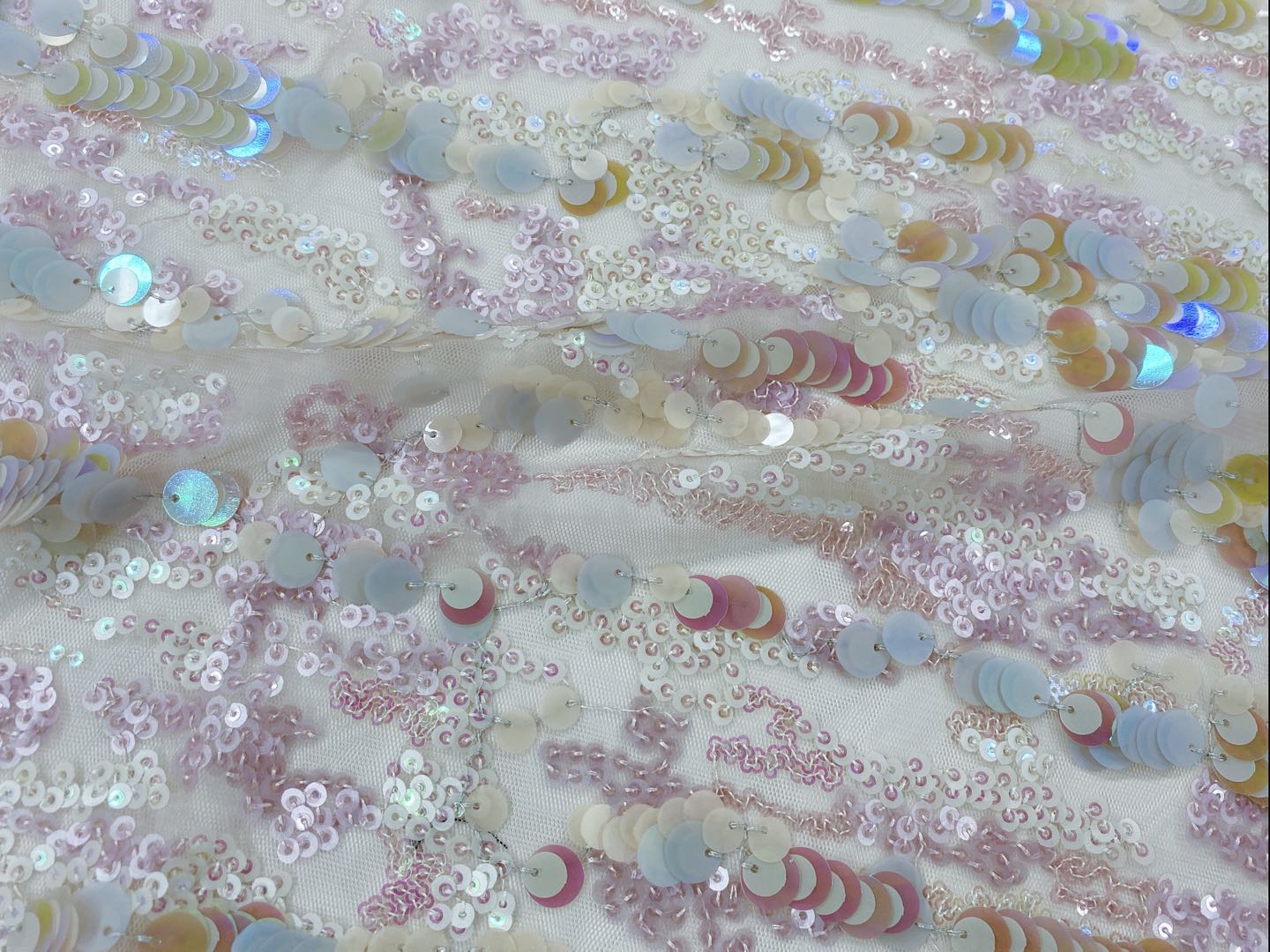 Gorgeous Multicolor Circle Spangle Embroidery Fabric