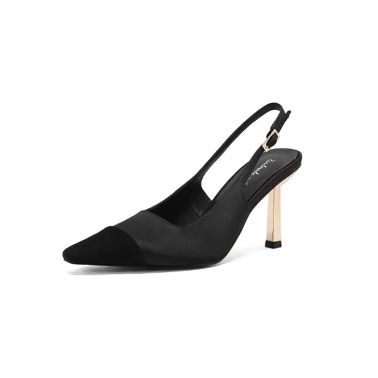 Womens Slingback Kitten Closed Pointed Stiletto Heels