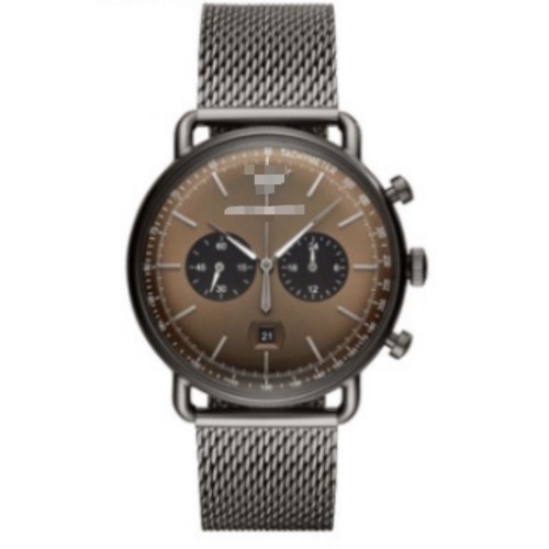 Reloj de hombre con cronógrafo de aviador de acero inoxidable PVD de bronce de 43mm, esfera marrón con rayos solares, escala taquimétrica, correa de Metal de malla, Cas de negocios