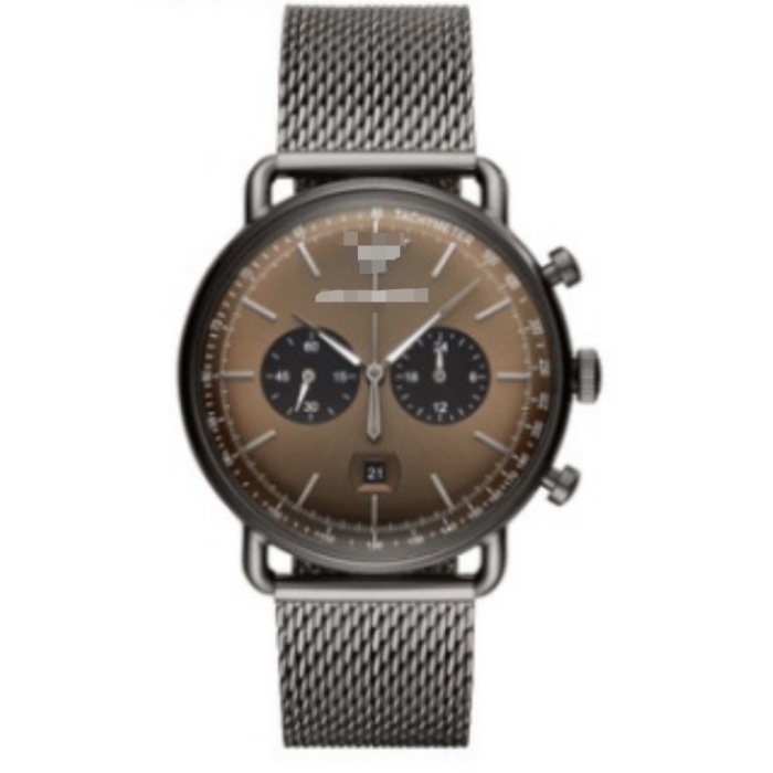 Reloj de hombre con cronógrafo de aviador de acero inoxidable PVD de bronce de 43mm, esfera marrón con rayos solares, escala taquimétrica, correa de Metal de malla, Cas de negocios