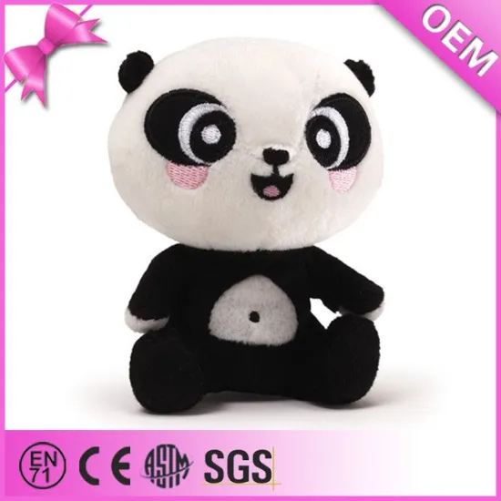 Wholesale custom happy lovely short plush panda toy, soft small panda toy