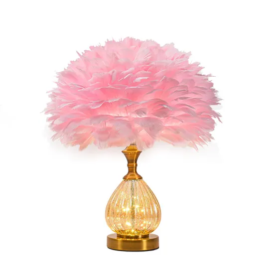 Best Selling Luxury Hotel Villa Table Lamps: Post-Modern Designs with Ceramic Bases and Feather Accents for Indoor Desks