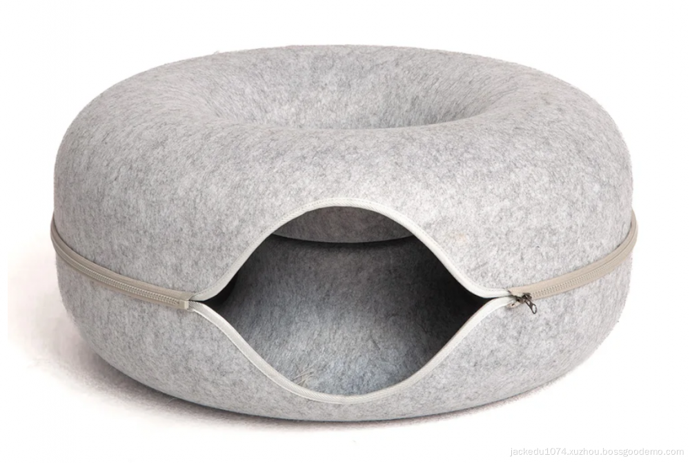 Double-layer composite structure Detachable Felt material washable Funny Cat Donut Tube Toy Cat Hole Tunnel Nest Bed Wholesale