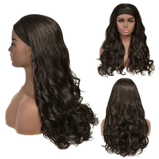 New Fashion Long Dark Women's Wigs Body Water Wave Heat Resistant Synthetic Wigs for Black Women African Headwraps Hair Wig