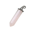 Rose Quartz Hexagonal Prism GunBlack Wizard Cap Pendant Keychain