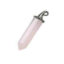 Rose Quartz Hexagonal Prism GunBlack Wizard Cap Pendant for DIY Making Jewelry