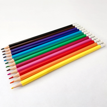 Custom Hexagonal Wooden Pencils with Eraser - Personalized Colored Pencil Set