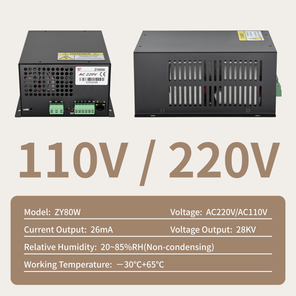 ZY80W 28kV CO2 laser power supply