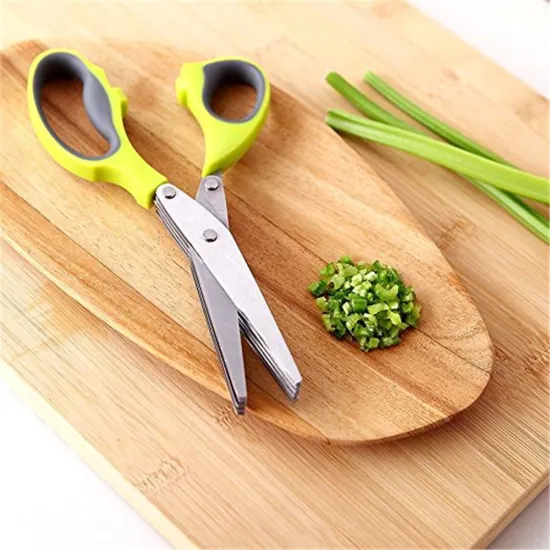 kitchen tools stainless steel 5 layers blades vegetable onion scallion herb shredding cutter with sheath