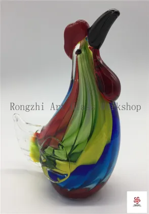Colorful Rooster Glass Sculpture