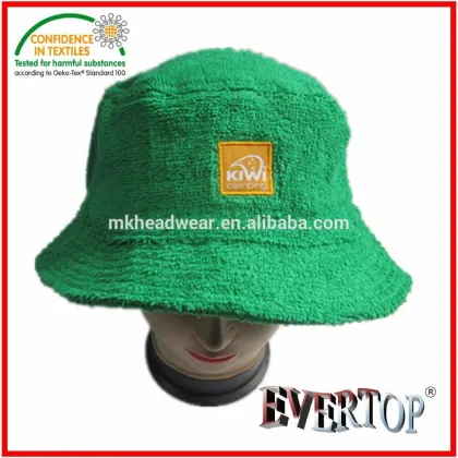 adults cotton terry towel fisherman hat with woven label patch