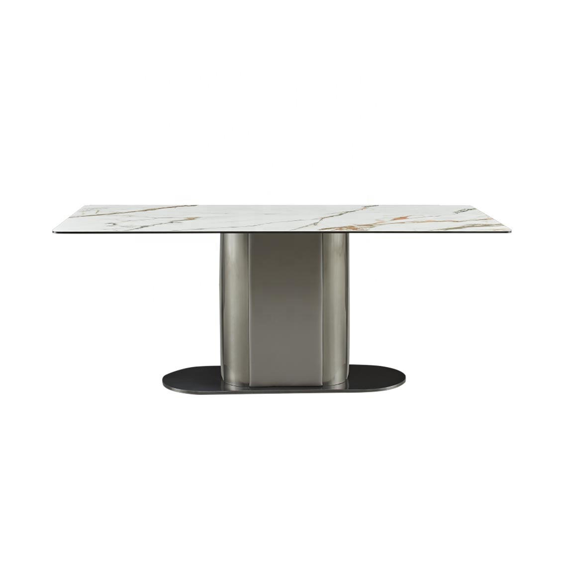 Mesa de jantar de design superior ajuste mármore redondo mármore branco e aço inoxidável mesa de jantar de luxo moderno