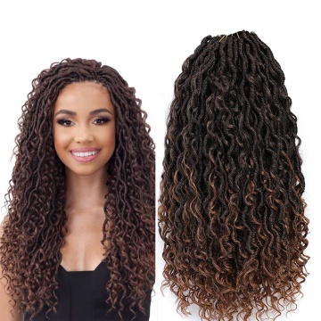 New Goddess Locs Crochet Hair Red River Faux Locs Crochet Hair with Curly Ends Synthetic River Locs Hair Extension