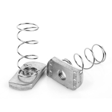 Galvanized Metal Strut Channel Components: M3 to M8 Spring Nut and Stainless Steel Nuts with Spring-Loaded Ball