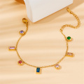 Pulsera de cristal cuadrado de acero de titanio de esmalte colorido