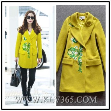 Women Fashion Winter Wool Embroider Coat