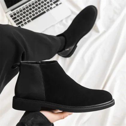 Men's Trendy Chelsea Boots - Black Casual Leather Shoes