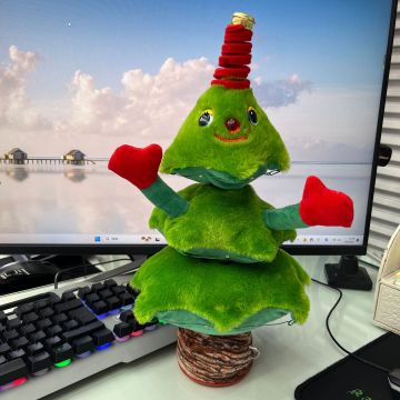 Multifunctional Christmas Dancing Cactus Sand Sculpture Wriggling Electric Stuffed Animal for Learning to Talk and Sing