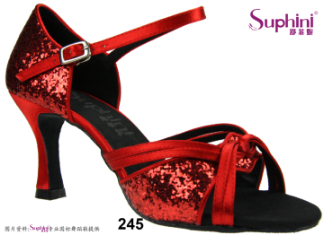 Suphini Red Glitter Shiny Sexy Latin Dance Shoes