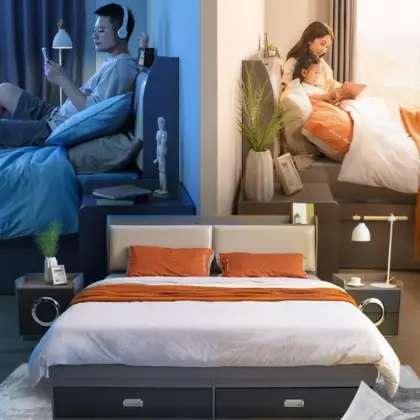 Modern Minimalist Double Bed Tatami Storage Bed for Small Apartments