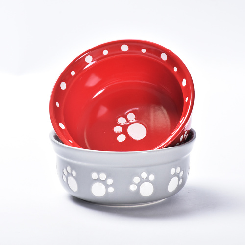 Ceramic Dog Feeder Stoneware Pet Feeding Bowl