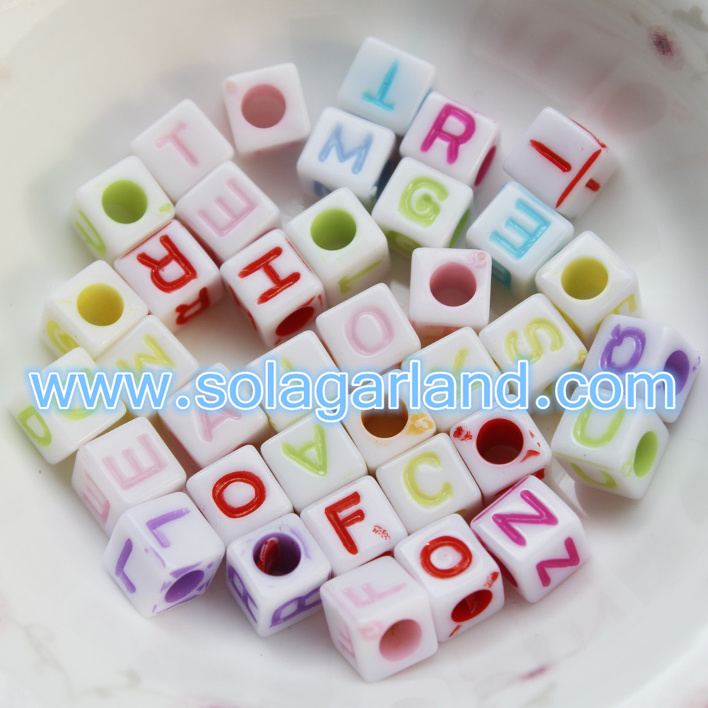 6MM Square Alphabet Beads