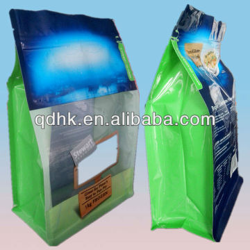 flat bottom plastic food bags with window