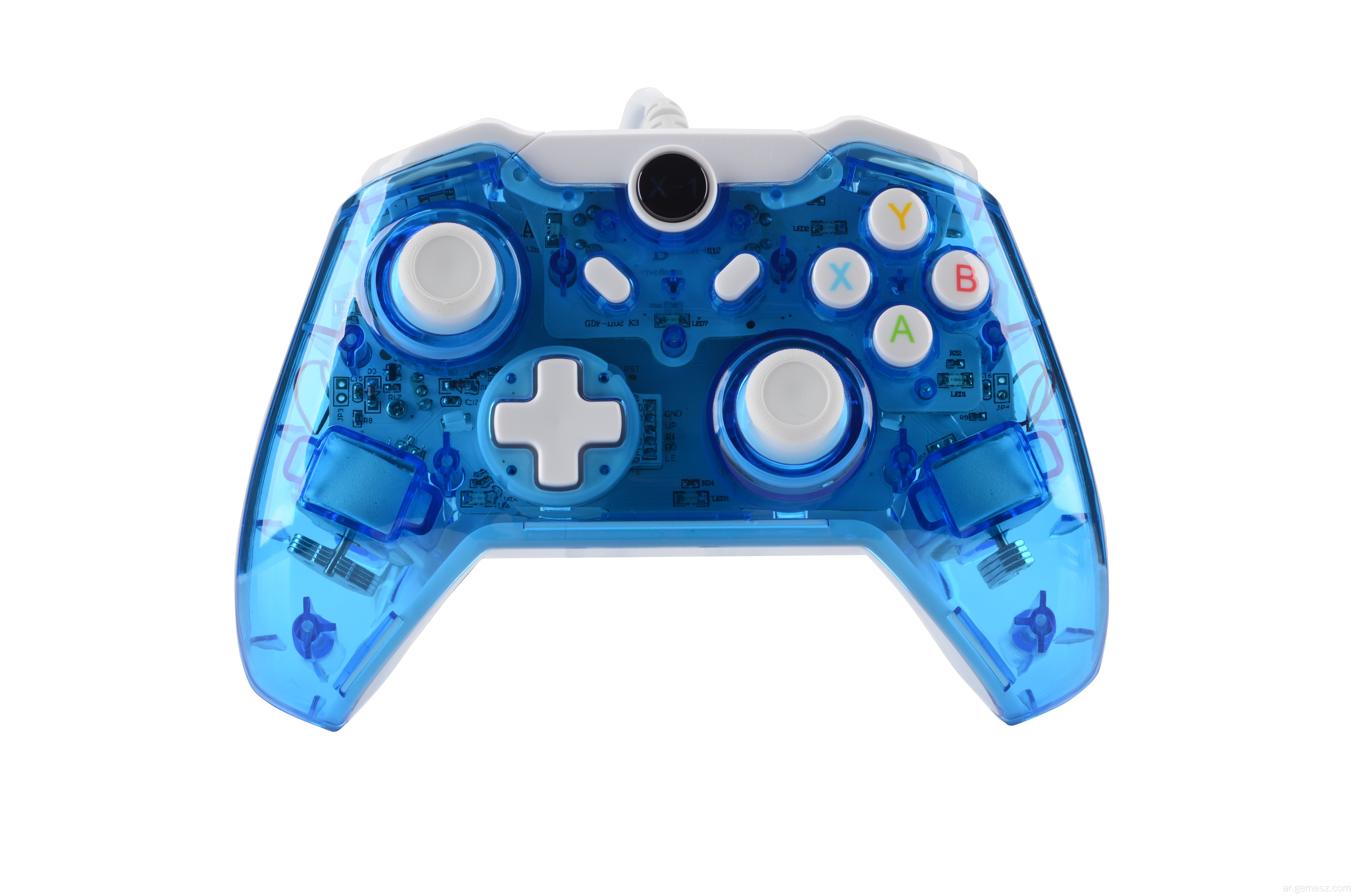 Transparent Blue Wired Gamepad for Xbox One Controller