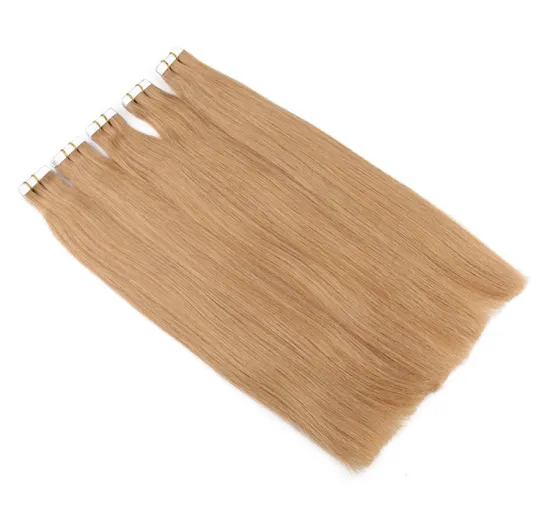 MRSHAIR Blonde Human Hair European Natural Hair Extensions Skin Weft 12"-24" Black Brown 100% Real Human Hair Tape In Extensions