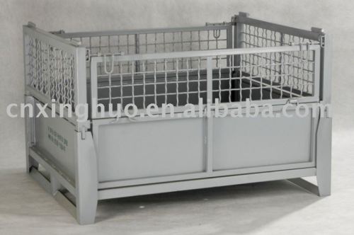foldable and stackable wire mesh container