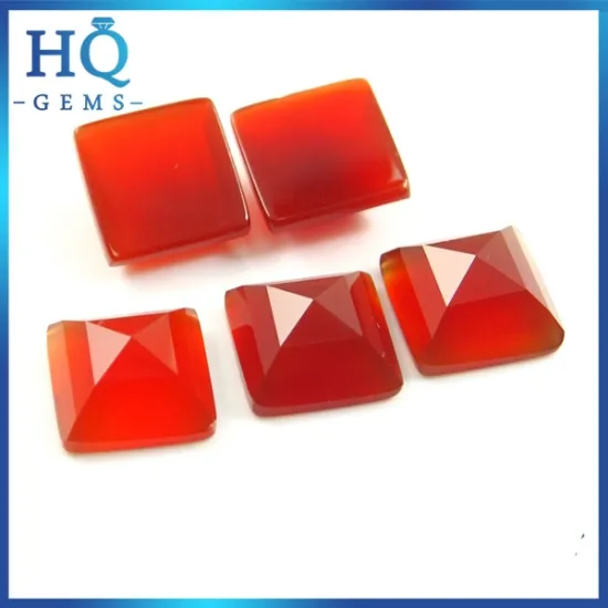 HQ pyramid shaped red natural chalcedony gemstone