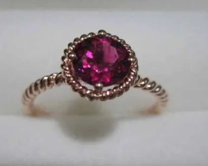 18k rose gold ring,garnet ring,gold jewelry,fine jewelry