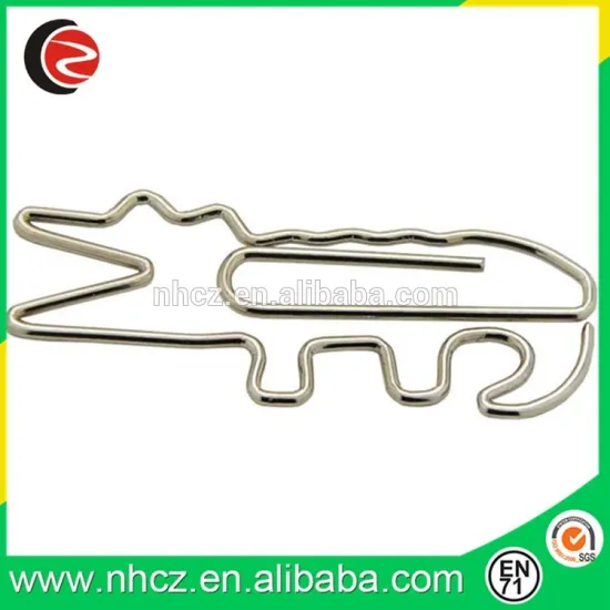 Nickle Crocodile Metal Shaped Paper Clips