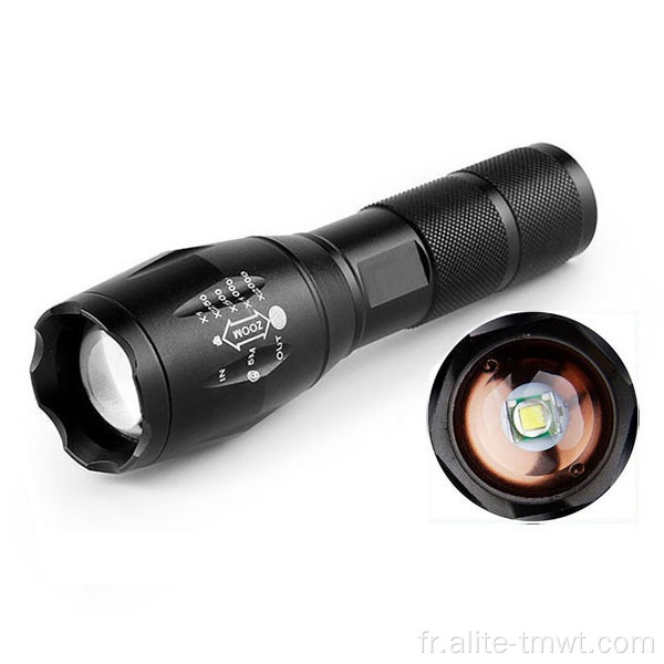 XML T6 LED 18650 Lampe de poche tactique zoomable rechargeable