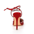 Pointed-Toe Rhinestone Bow Backless Heels