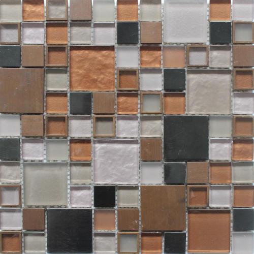 Brown Glass Mixed Stone Mosaic Tile