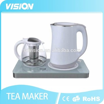8993T-I1 Electric Tempered Glass Tea maker set with Double layer kettle