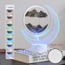 Fascinante lámpara de escritorio de arena que fluye con características de carga coloridas