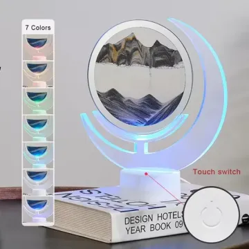 Fascinante lámpara de escritorio de arena que fluye con características de carga coloridas