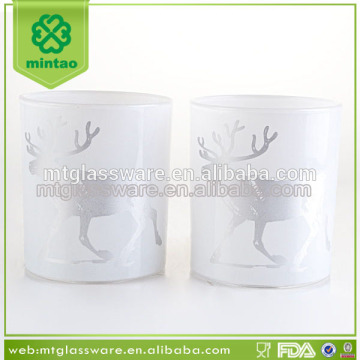 Machine made Christmas design hurricane candle glass cylinder vases