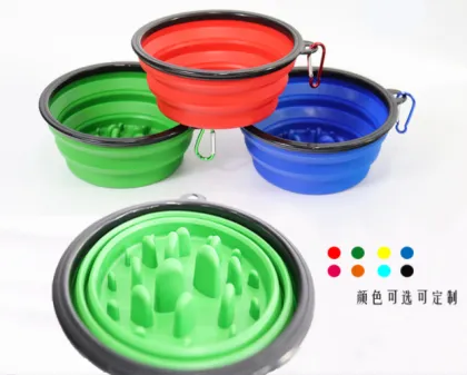 Portable Silicone Dog Bowl: Anti-Choking, Foldable Design for Healthy, Slow Food Feeding on Outdoors