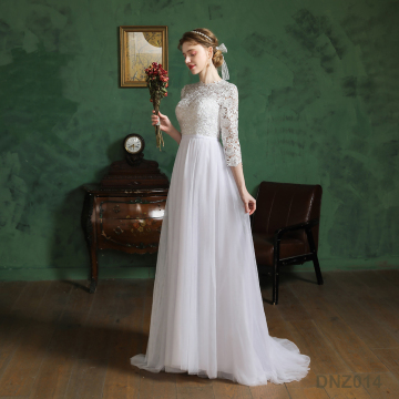 High Neck Lace Appliqued wedding gowns dress bridal long sleeve
