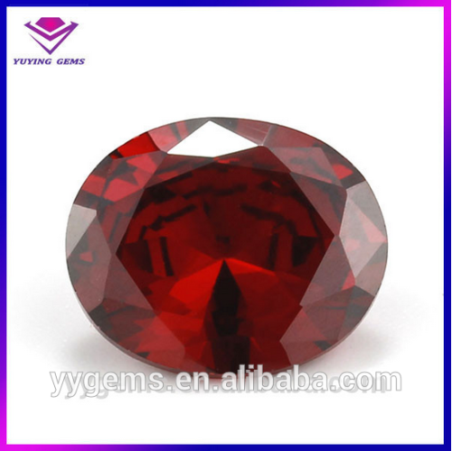 Wuzhou red machine cut cubic zirconia oval 6*8mm cz in gold findings